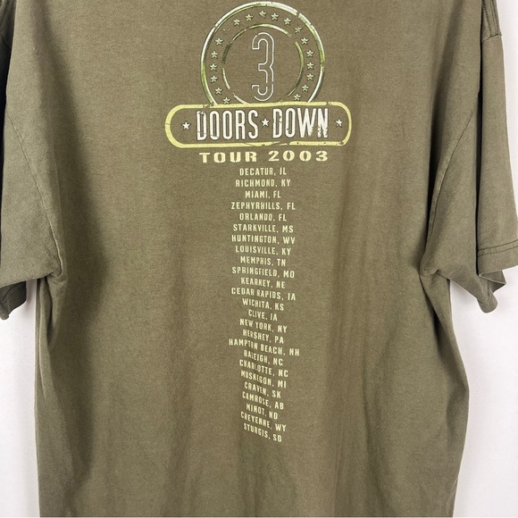 Vintage Men's 3 Doors Down 2003 Concert Tour T-Shirt Olive Green Size XL… - Picture 6 of 10